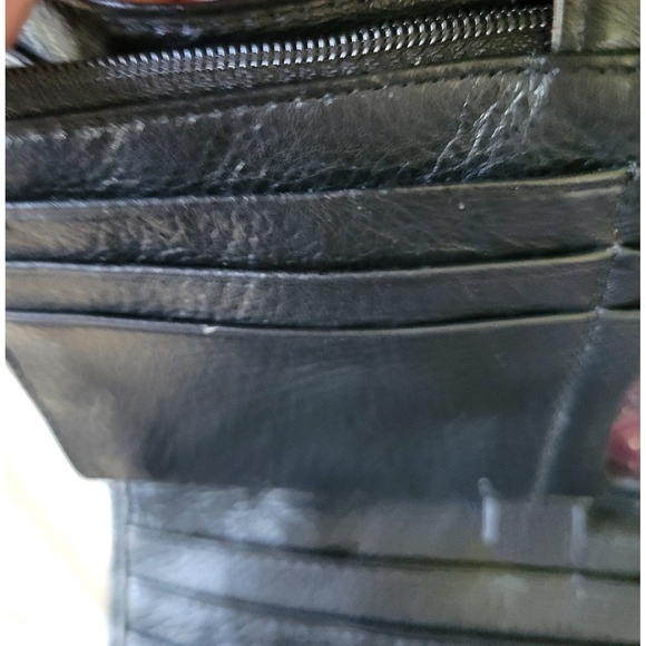 Brighton Pebbled Leather  Faux Alligator Black Brown Crossbody Bag Wallet - Picture 13 of 15